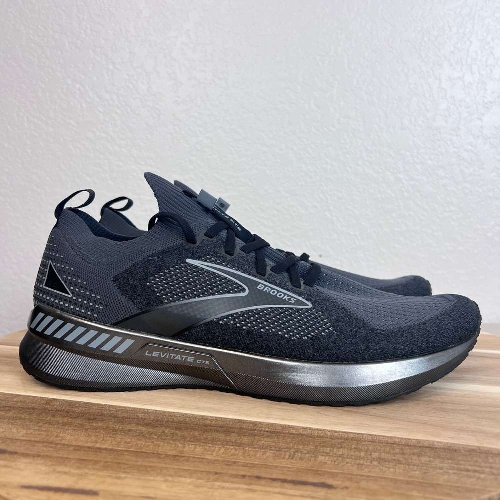 Brooks Levitate StealthFit GTS 5 Mens 11.5 Black Running Athletic Gym Shoes